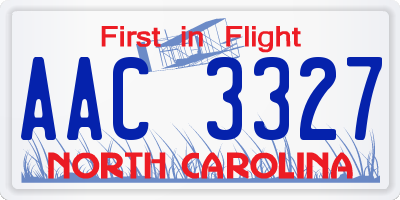 NC license plate AAC3327