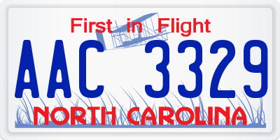 NC license plate AAC3329