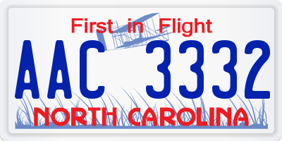 NC license plate AAC3332