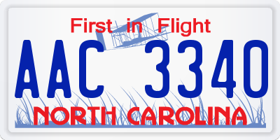 NC license plate AAC3340