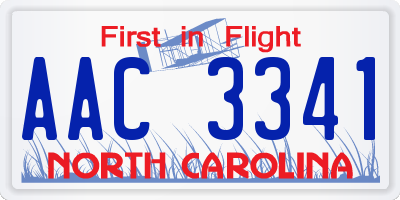 NC license plate AAC3341