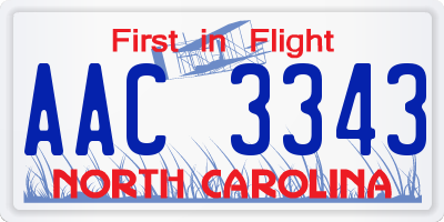 NC license plate AAC3343