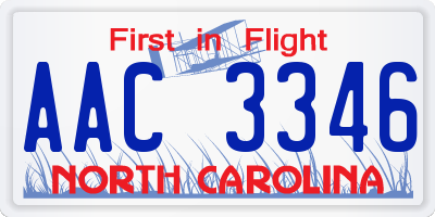 NC license plate AAC3346