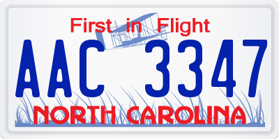 NC license plate AAC3347