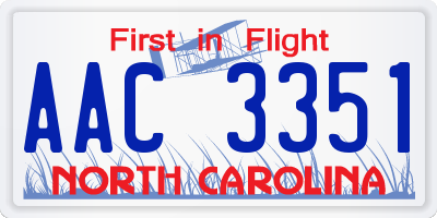 NC license plate AAC3351