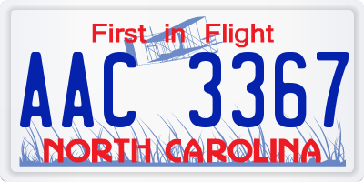 NC license plate AAC3367