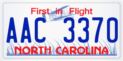 NC license plate AAC3370