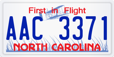 NC license plate AAC3371
