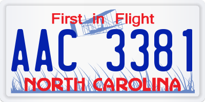 NC license plate AAC3381