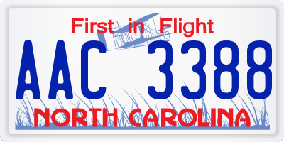 NC license plate AAC3388