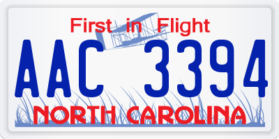 NC license plate AAC3394