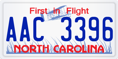 NC license plate AAC3396