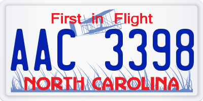 NC license plate AAC3398