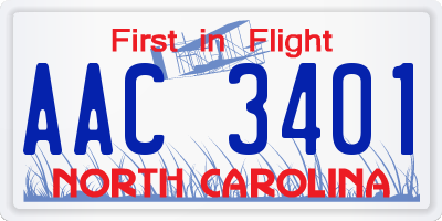 NC license plate AAC3401