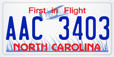 NC license plate AAC3403