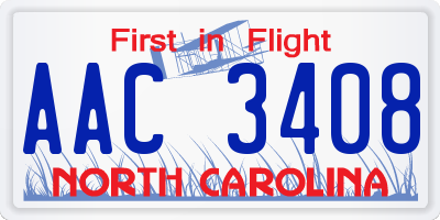 NC license plate AAC3408