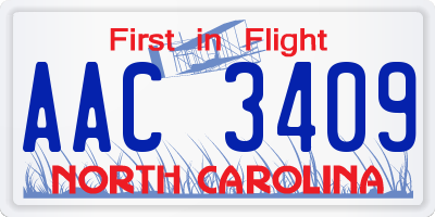 NC license plate AAC3409