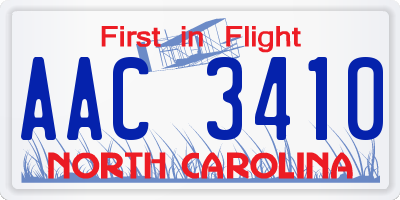 NC license plate AAC3410