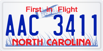 NC license plate AAC3411