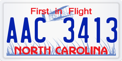 NC license plate AAC3413