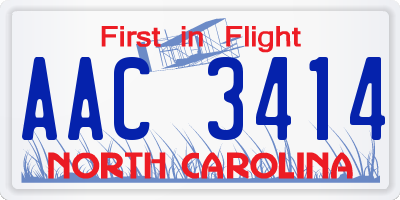 NC license plate AAC3414