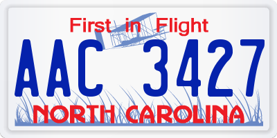 NC license plate AAC3427