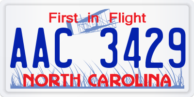 NC license plate AAC3429