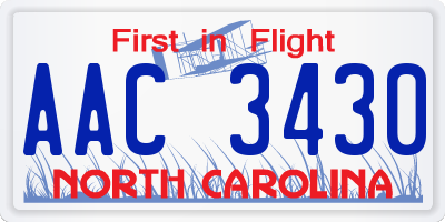 NC license plate AAC3430