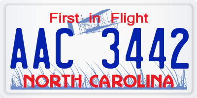 NC license plate AAC3442