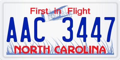 NC license plate AAC3447