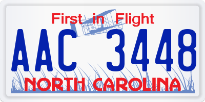 NC license plate AAC3448