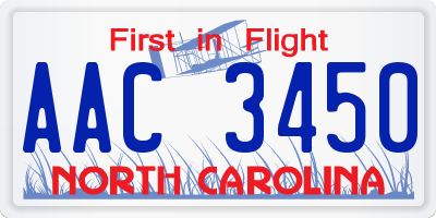 NC license plate AAC3450