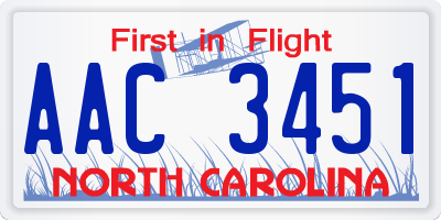 NC license plate AAC3451