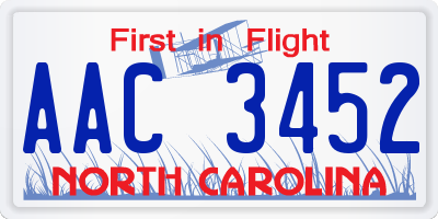 NC license plate AAC3452