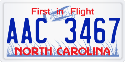 NC license plate AAC3467