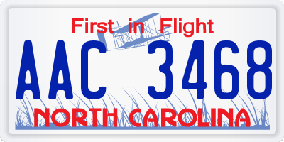 NC license plate AAC3468