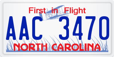 NC license plate AAC3470