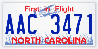 NC license plate AAC3471