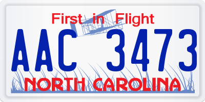 NC license plate AAC3473