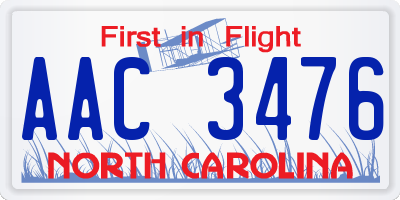 NC license plate AAC3476