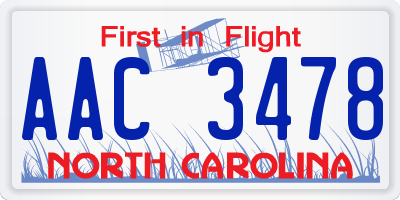 NC license plate AAC3478