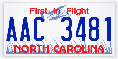 NC license plate AAC3481