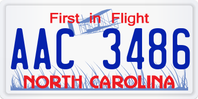 NC license plate AAC3486