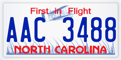 NC license plate AAC3488