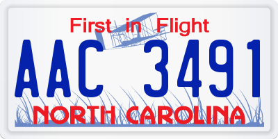 NC license plate AAC3491