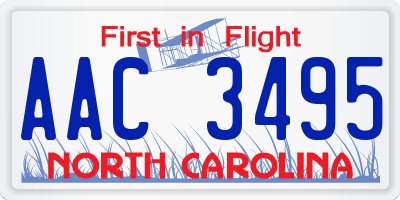 NC license plate AAC3495