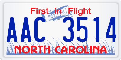 NC license plate AAC3514