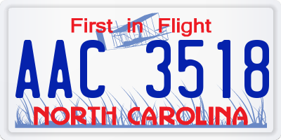 NC license plate AAC3518