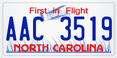 NC license plate AAC3519