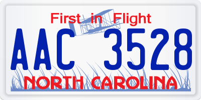 NC license plate AAC3528